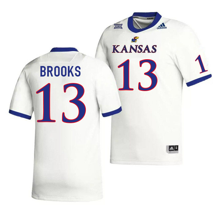 Men #13 Dylan Brooks Kansas Jayhawks College Football Jerseys Stitched Sale-White